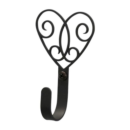 Village Wrought Iron Village Wrought Iron WH-110-S Victorian Heart Wall Hook Small - Black WH-110-S